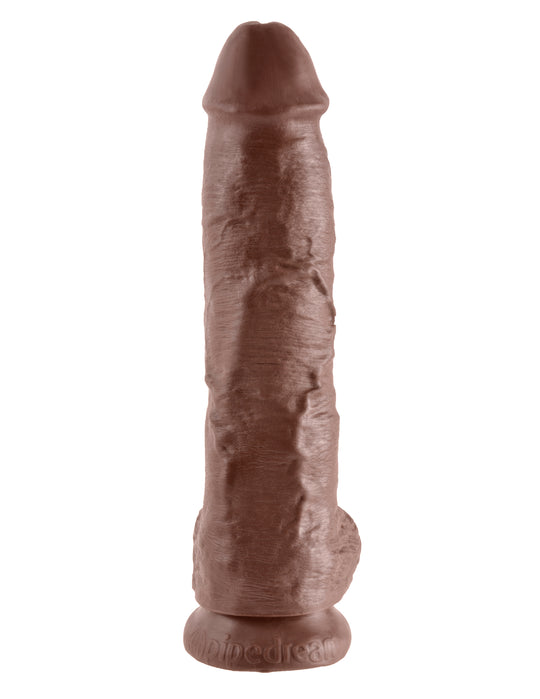 King Cock 10" Cock with Balls - Brown