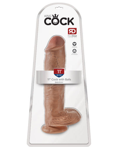 King Cock 11" Cock with Balls - Tan