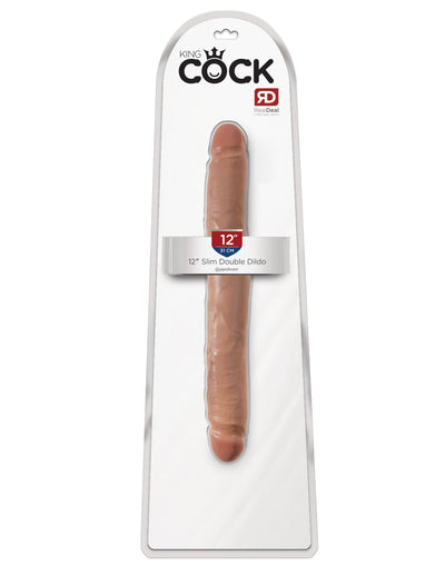 King Cock 12" Slim Double Dildo - Tan