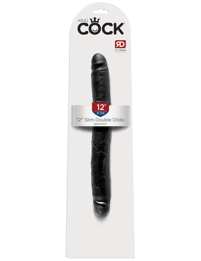 King Cock 12" Slim Double Dildo - Black