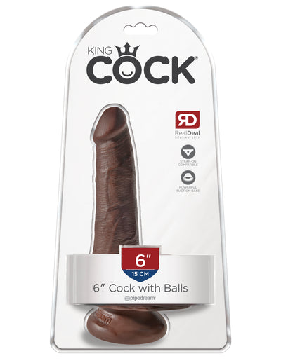 King Cock 6" Cock with Balls - Brown