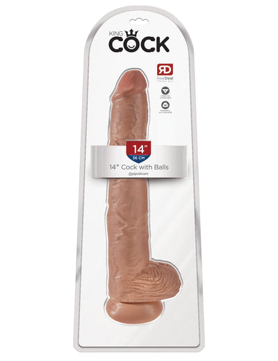 King Cock 14" Cock with Balls - Tan