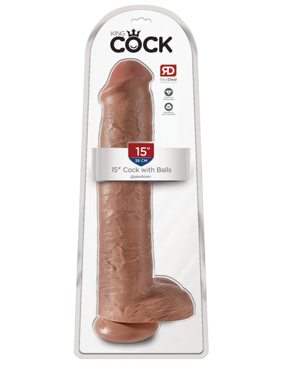 King Cock 15" Cock with Balls - Tan