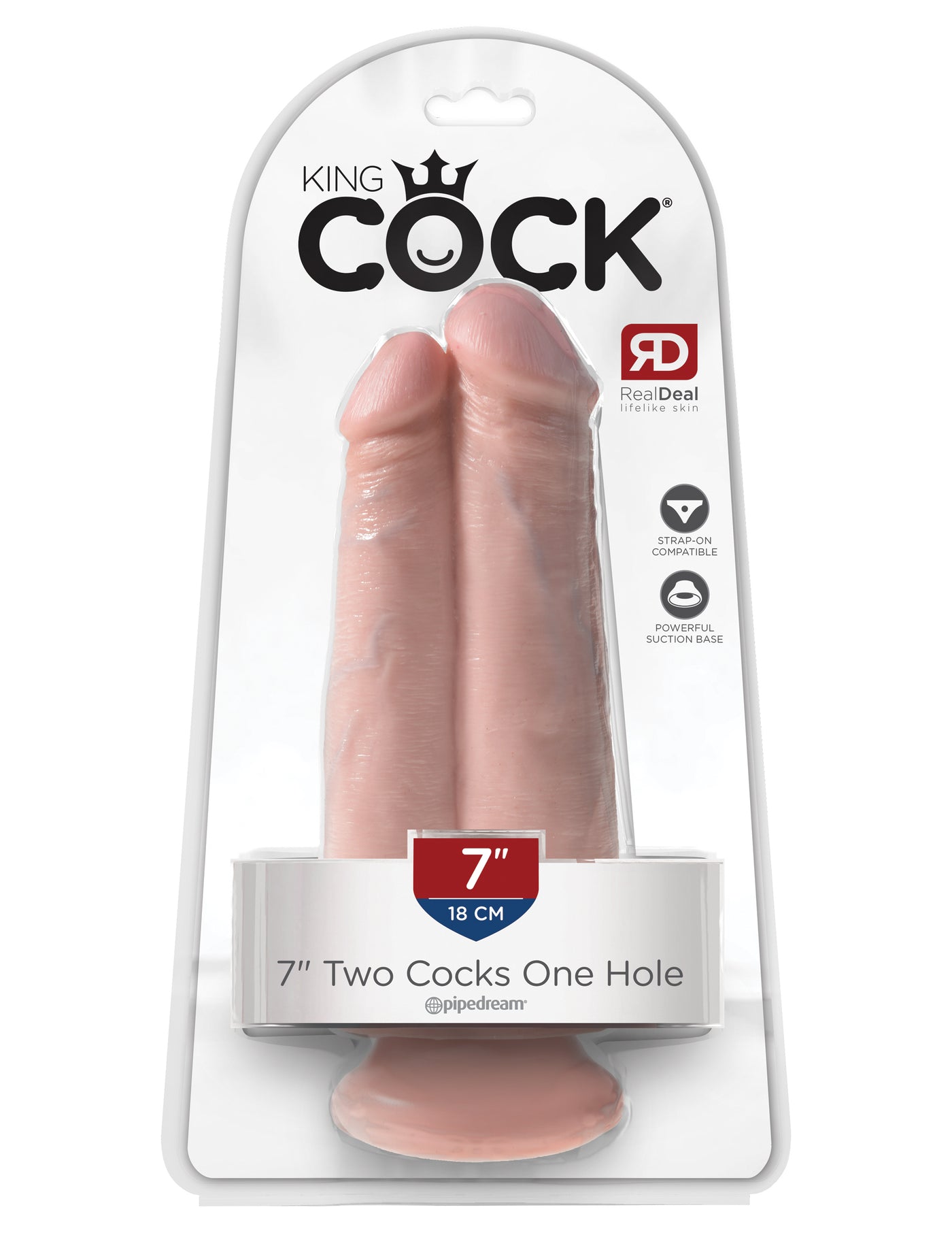 King Cock 7" Two Cocks One Hole - Light