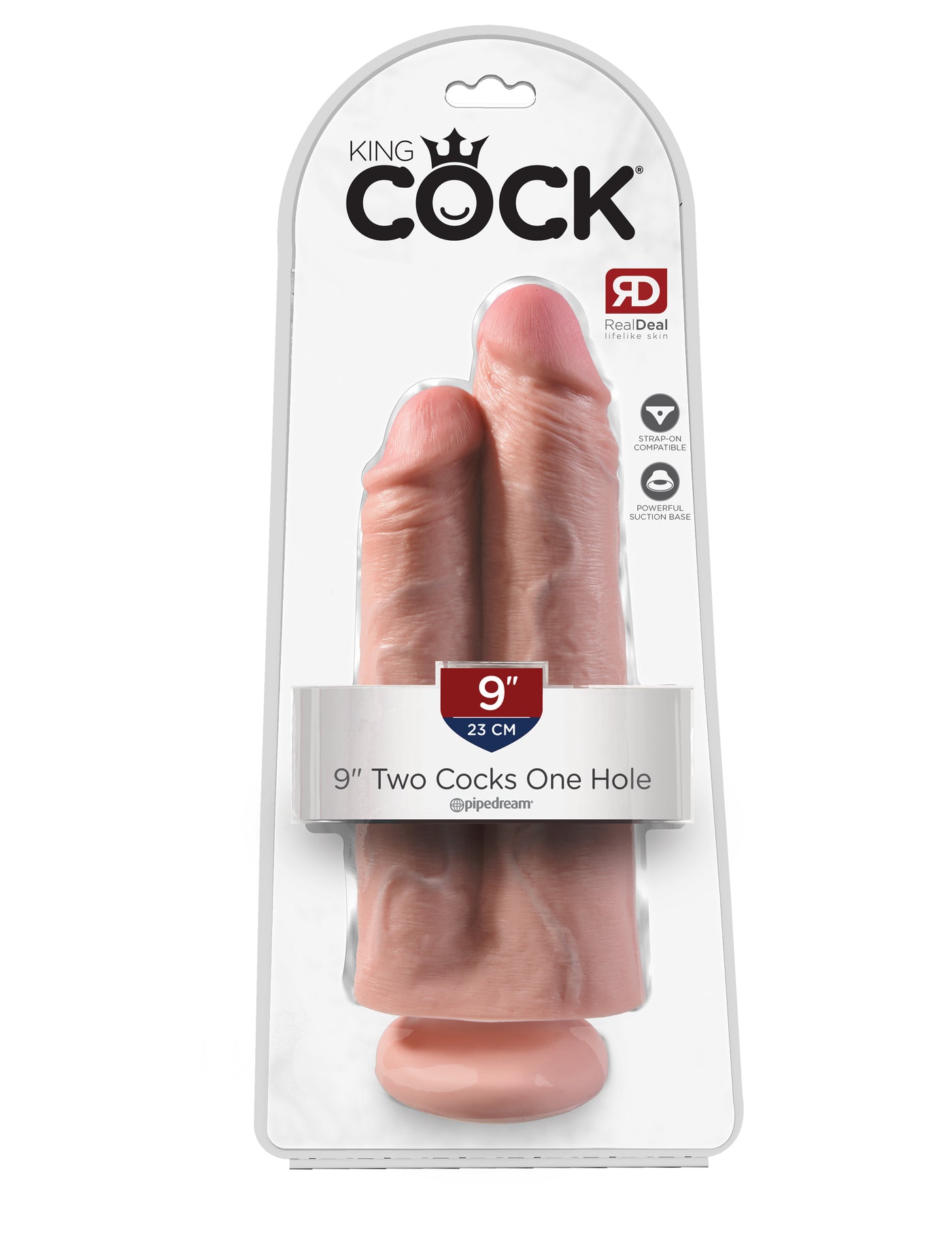 King Cock 9" Two Cocks One Hole - Light