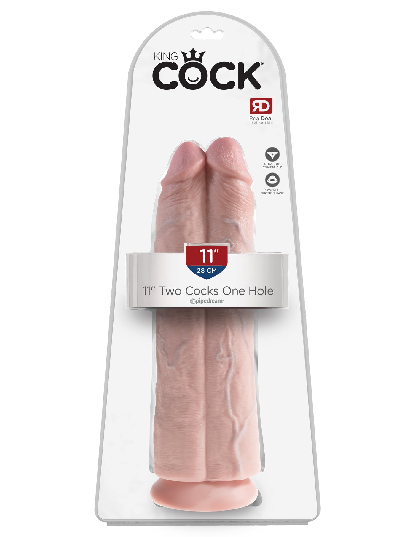 King Cock 11" Two Cocks One Hole - Light