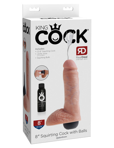 King Cock 8" Squirting Cock with Balls - Light