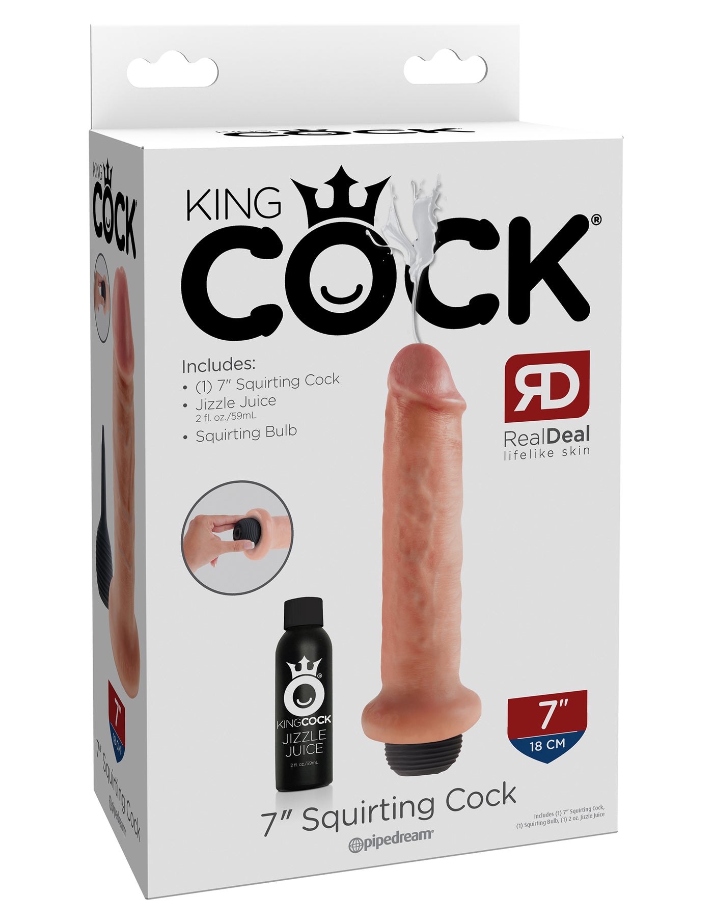 King Cock 7" Squirting Cock - Light