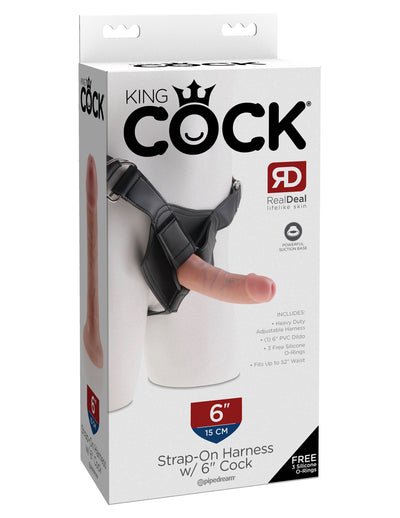 King Cock Strap on Harness with 6" Cock - Light