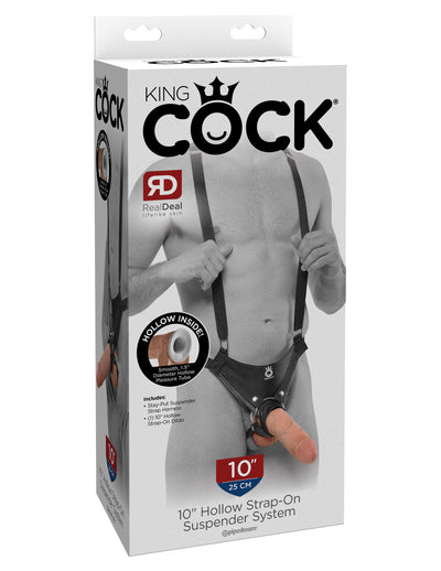 King Cock 10" Hollow Strap On Suspender System