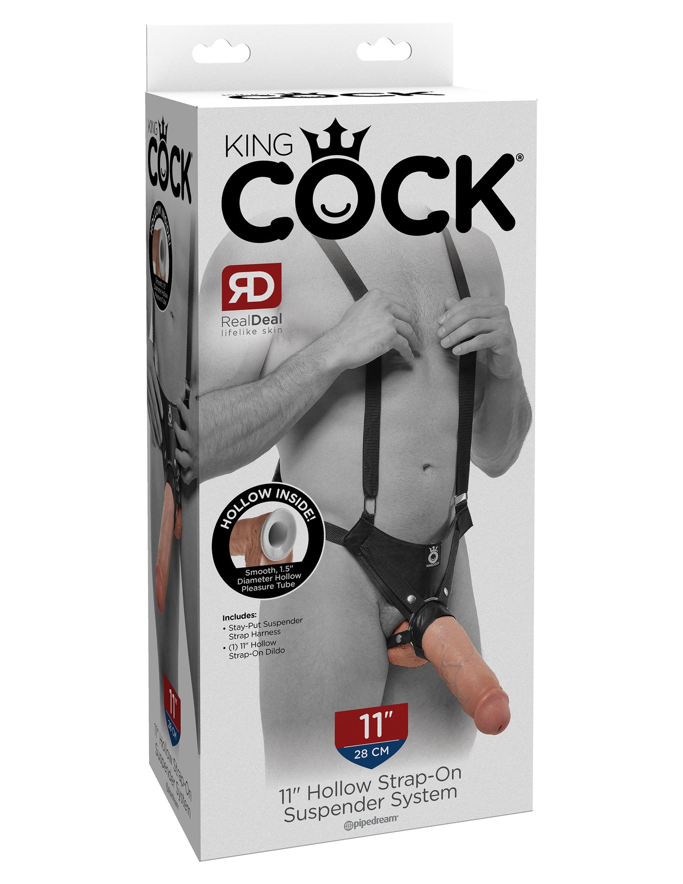 King Cock 11" Hollow Strap On Suspender System