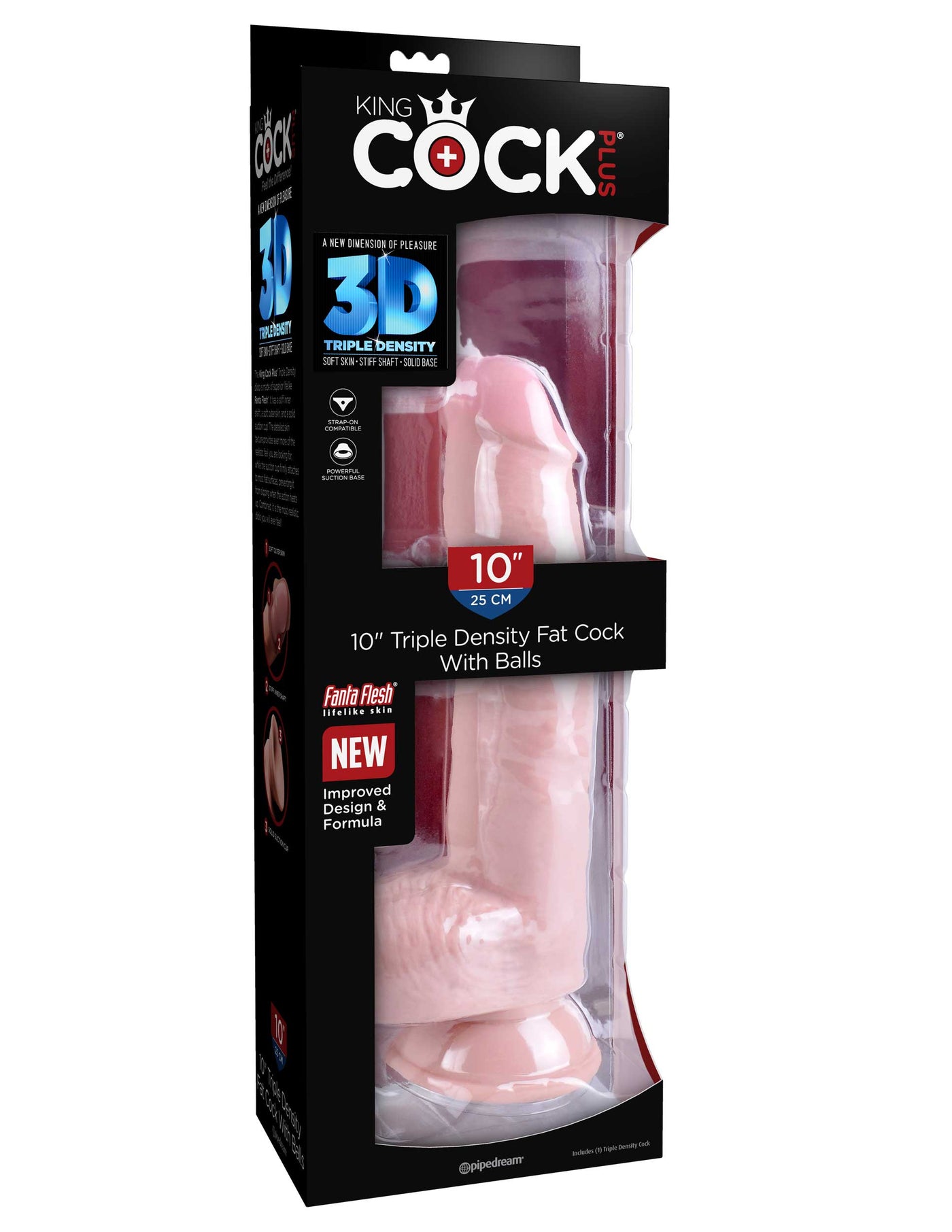 King Cock Plus 10" Triple Density Fat Cock with Balls - Light