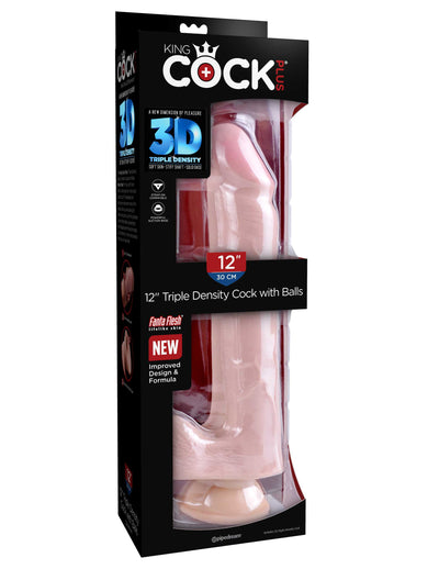 King Cock Plus 12" Triple Density Cock with Balls - Light