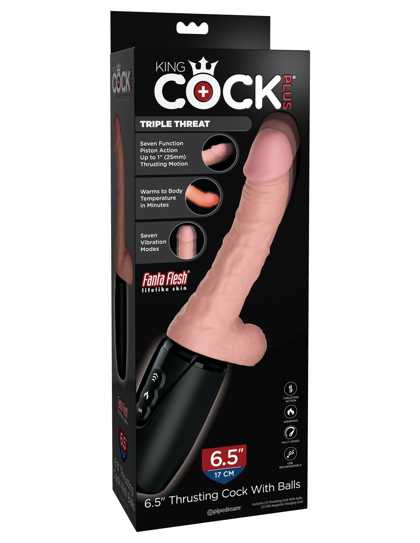 King Cock Plus 6.5" Thrusting Cock with Balls - Light