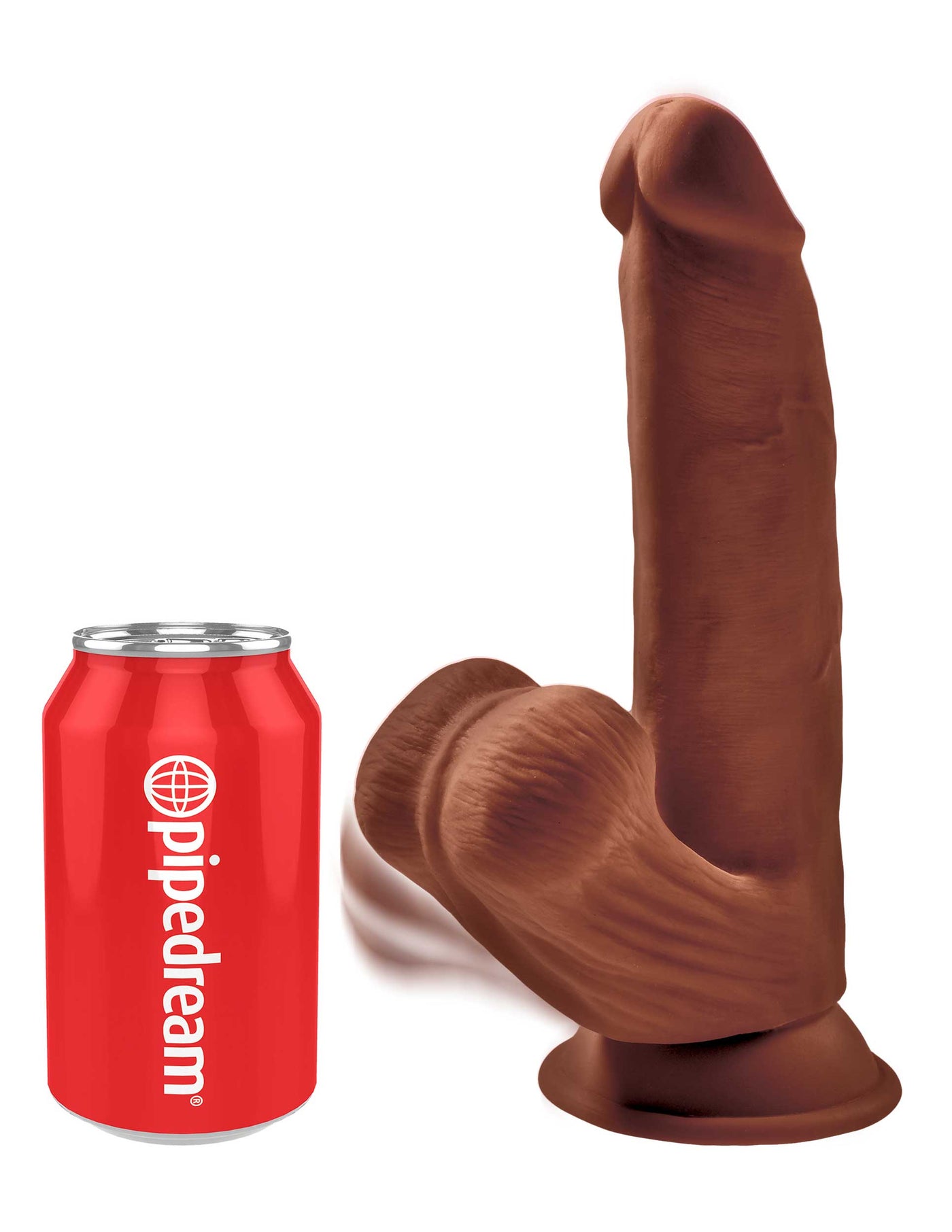 King Cock Plus 8" Triple Density Cock With Swinging Balls - Brown