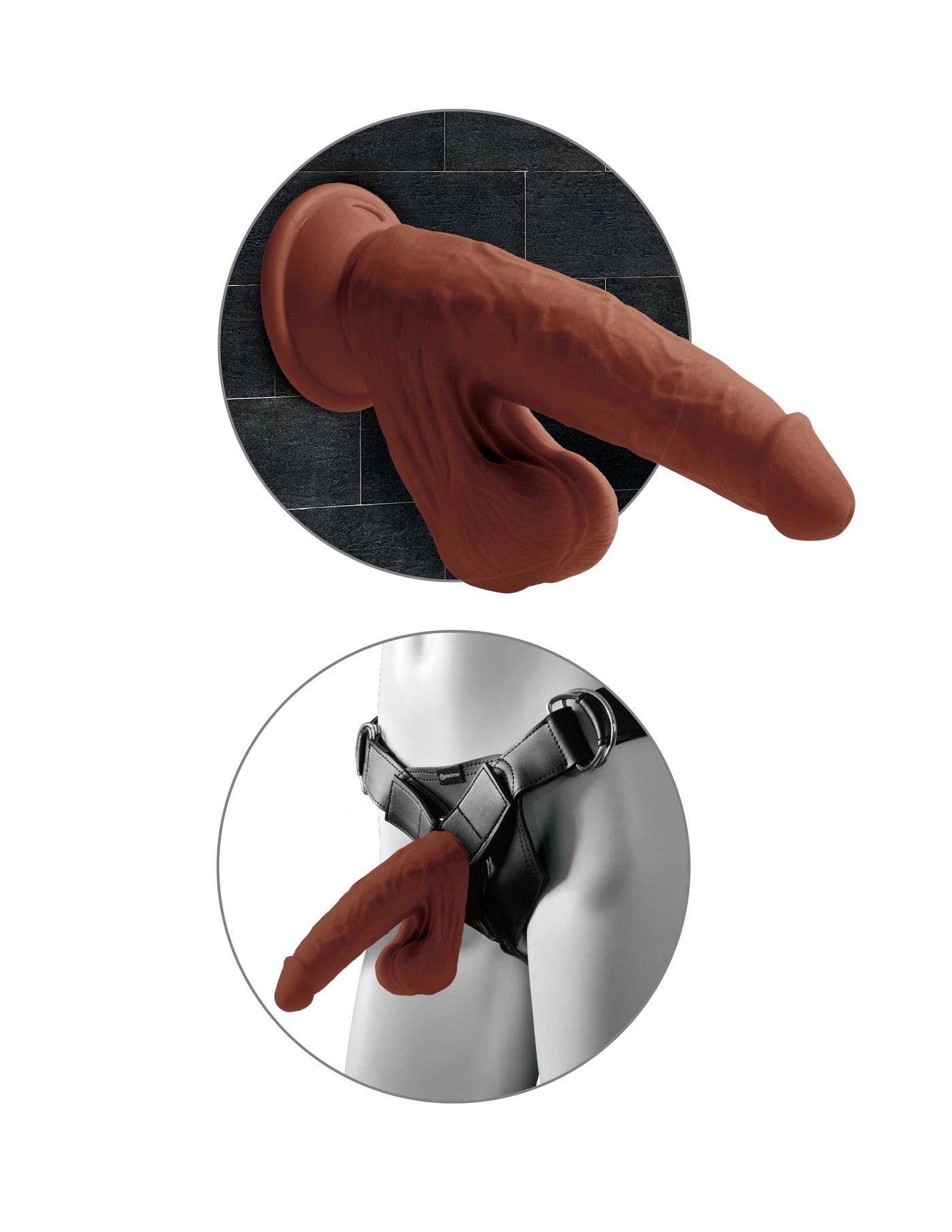 King Cock Plus 8" Triple Density Cock With Swinging Balls - Brown