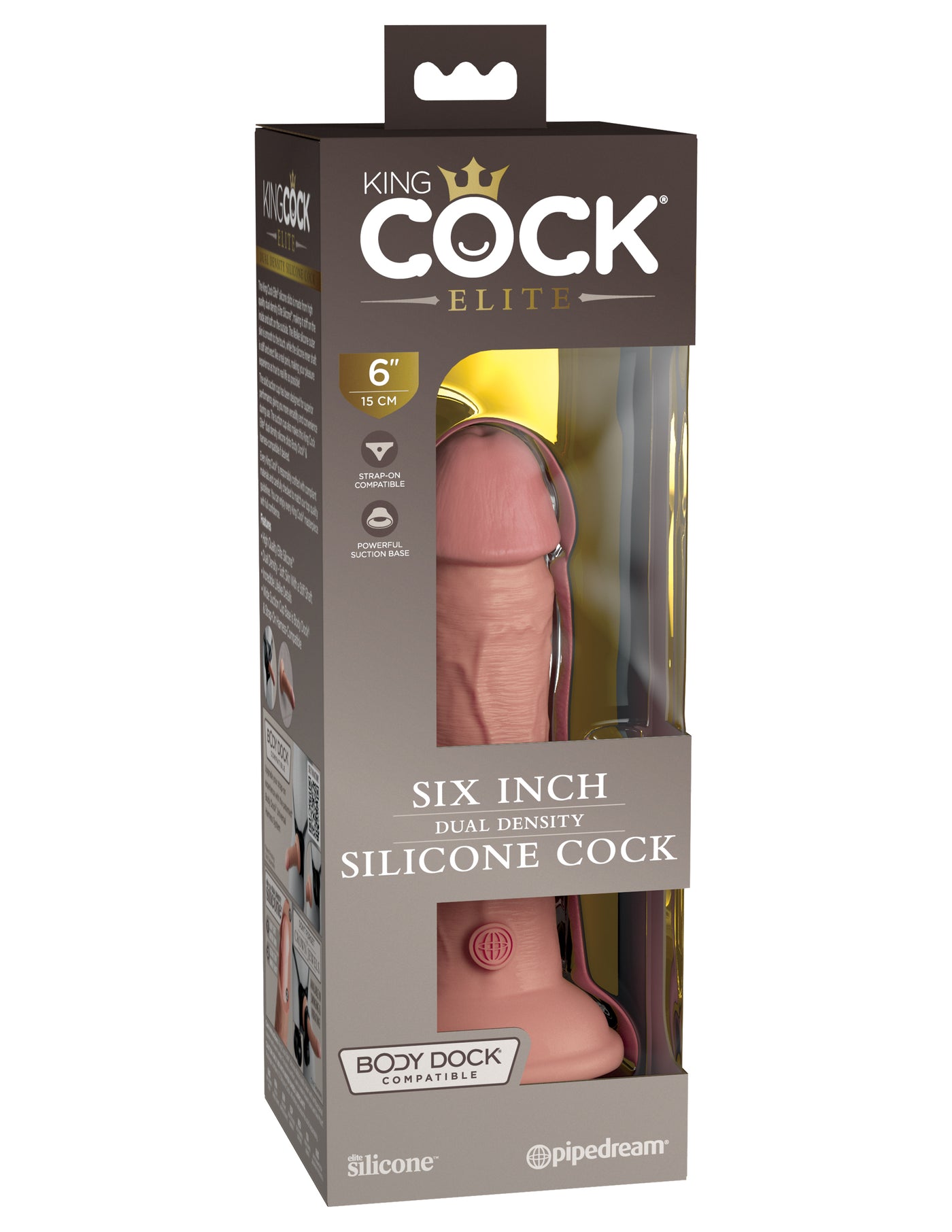 King Cock Elite 6" Silicone Dual Density Cock - Light