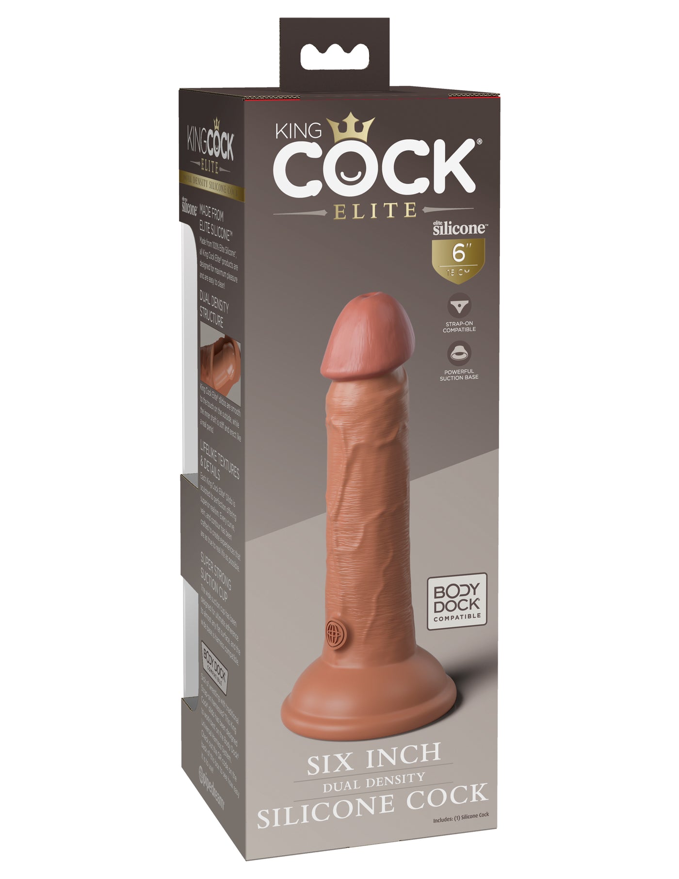 King Cock Elite 6" Silicone Dual Density Cock - Tan