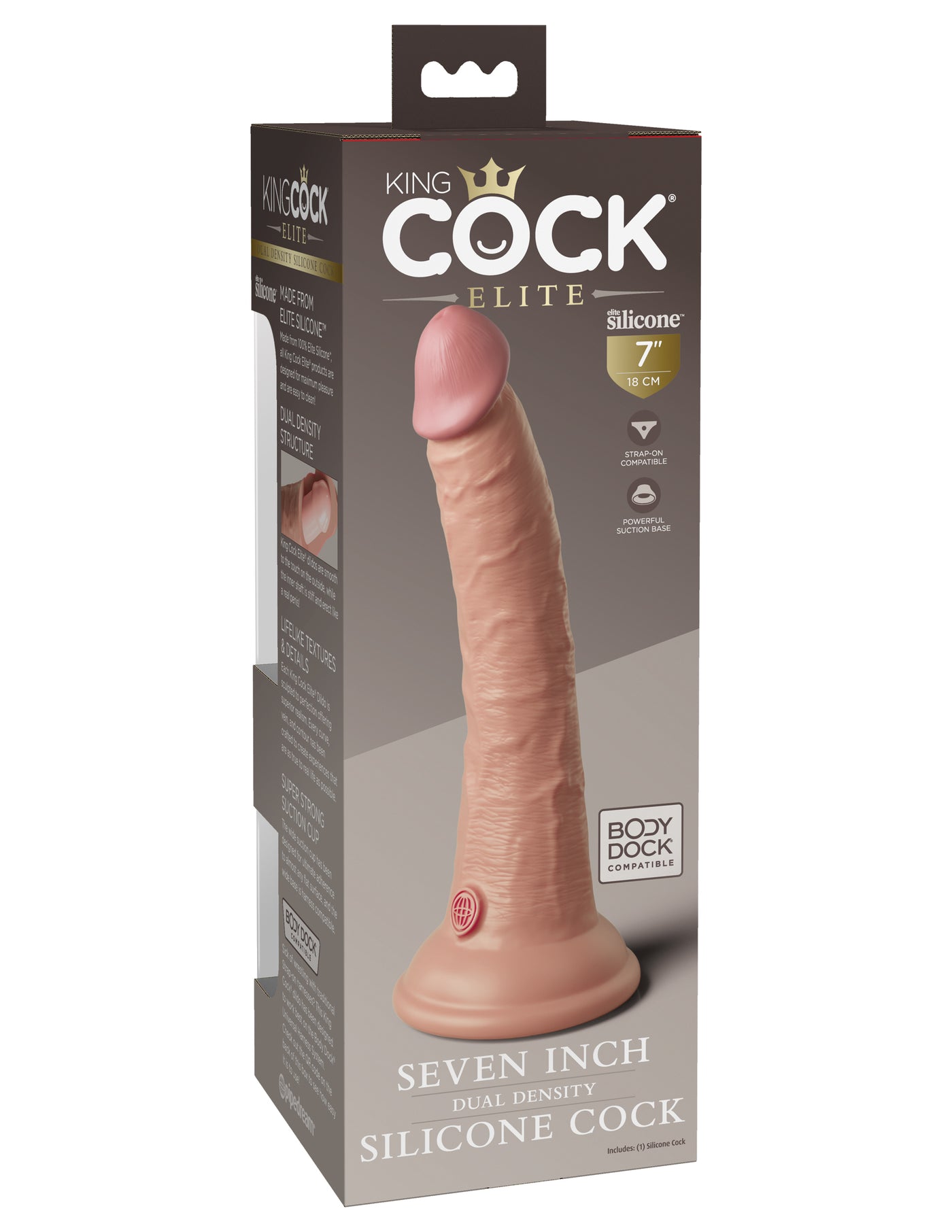 King Cock Elite 7" Silicone Dual Density Cock - Light