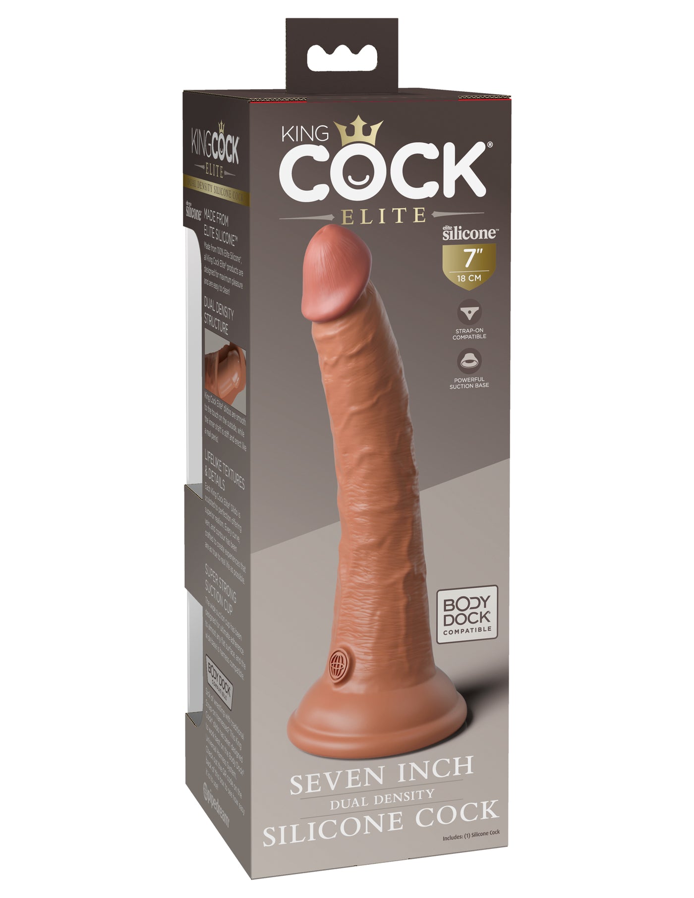 King Cock Elite 7" Silicone Dual Density Cock - Tan