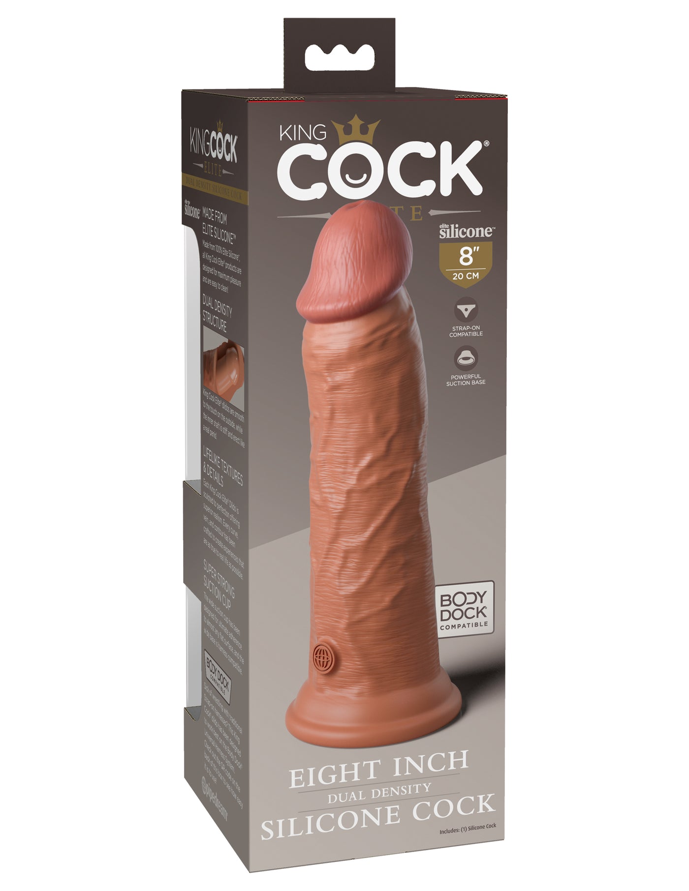 King Cock Elite 8" Silicone Dual Density Cock - Tan