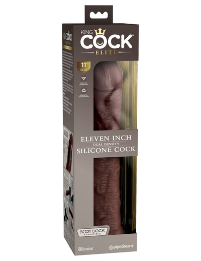 King Cock Elite 11" Silicone Dual Density Cock - Brown