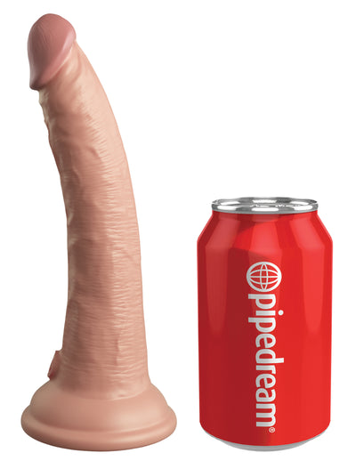 King Cock Elite 7" Vibrating Silicone Dual Density Cock with Remote - Light