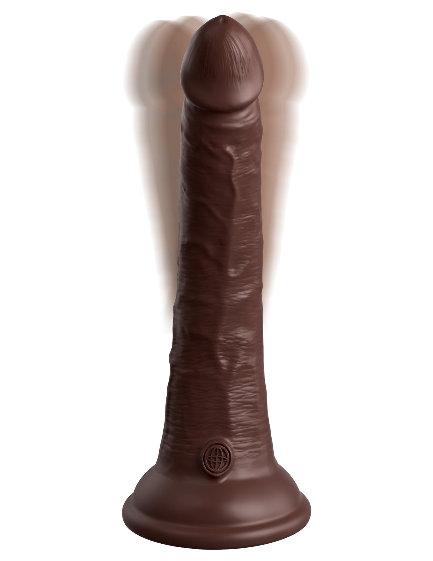 King Cock Elite 7" Vibrating Silicone Dual Density Cock with Remote - Brown