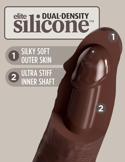 King Cock Elite 7" Vibrating Silicone Dual Density Cock with Remote - Brown