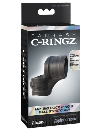 Fantasy C-Ringz Mr. Big Cock Ring And Ball Stretcher - Black