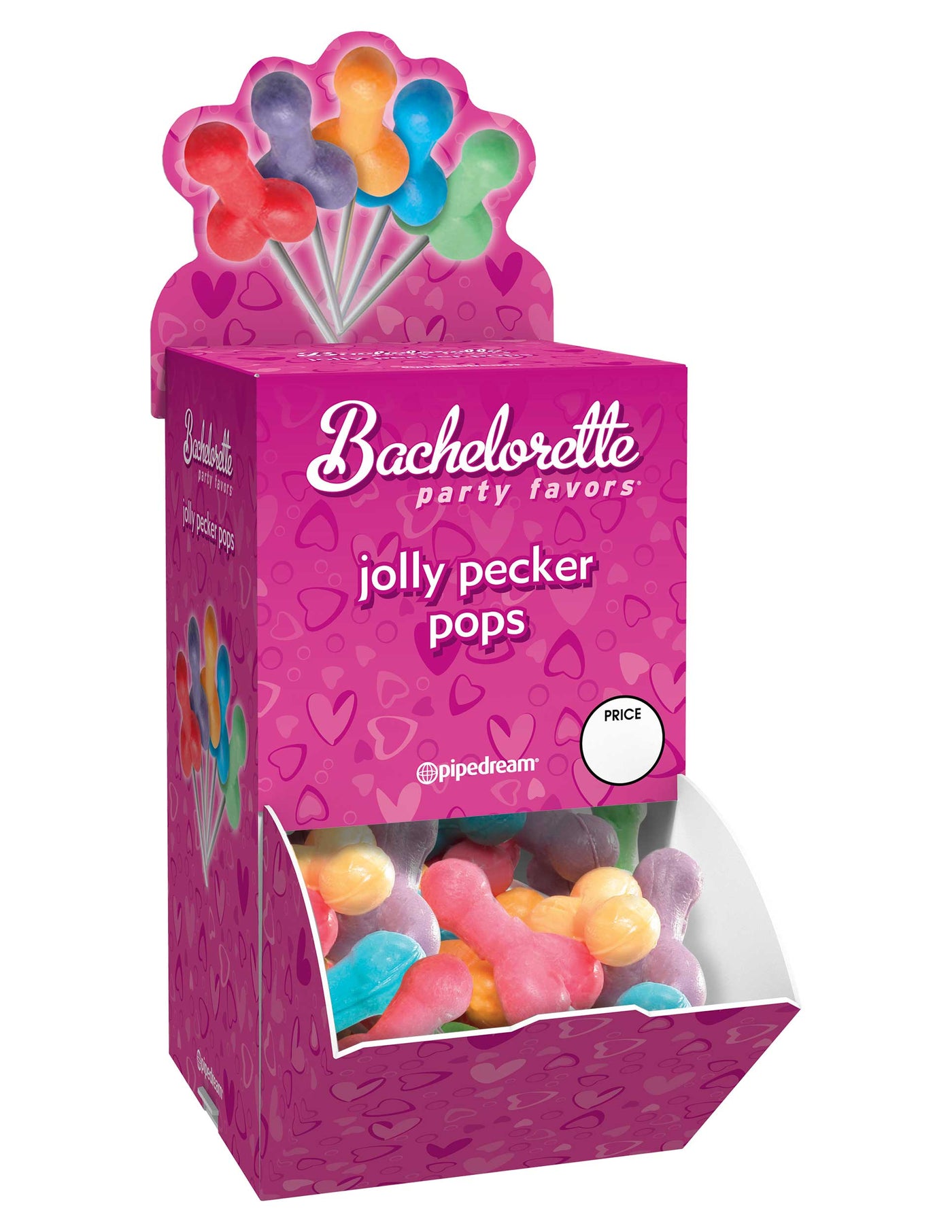 Bachelorette Party Favors Jolly Pecker Pops Display - Assorted Colors 50 pcs