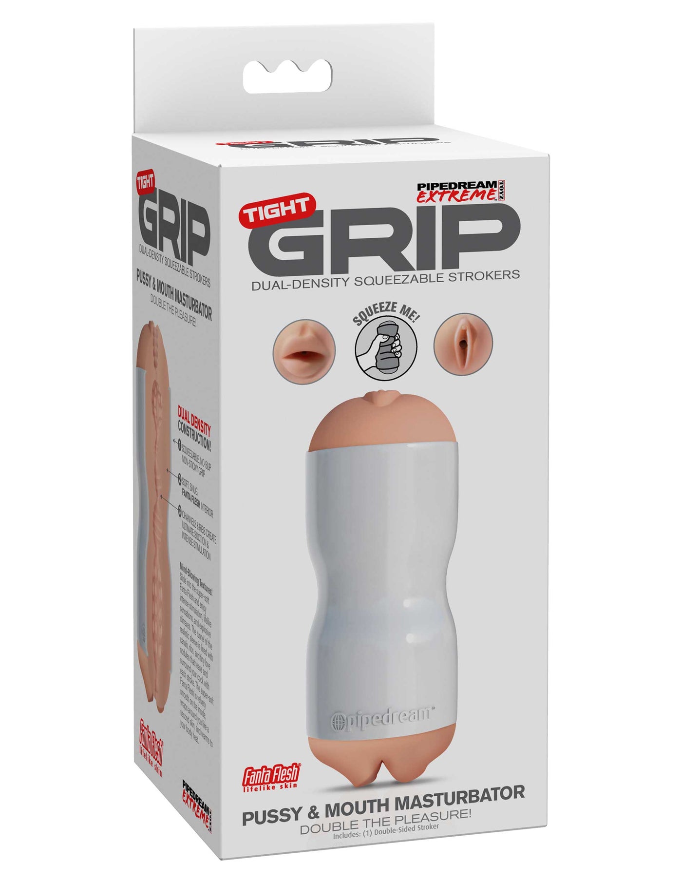 Pipedream Extreme Toyz Tight Grip Pussy & Mouth Masturbator - White/Light