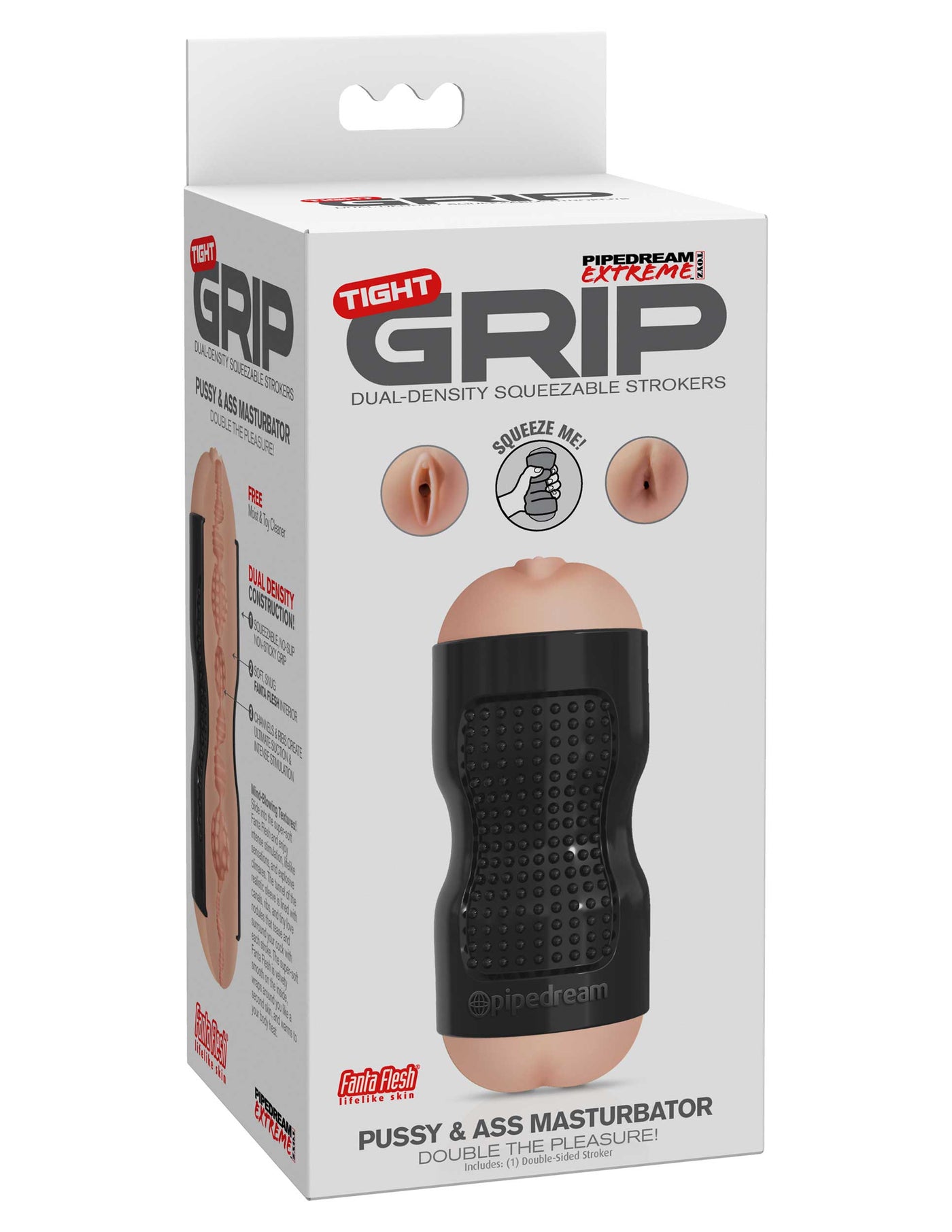 Pipedream Extreme Toyz Tight Grip Pussy & Ass Masturbator - Black/Light