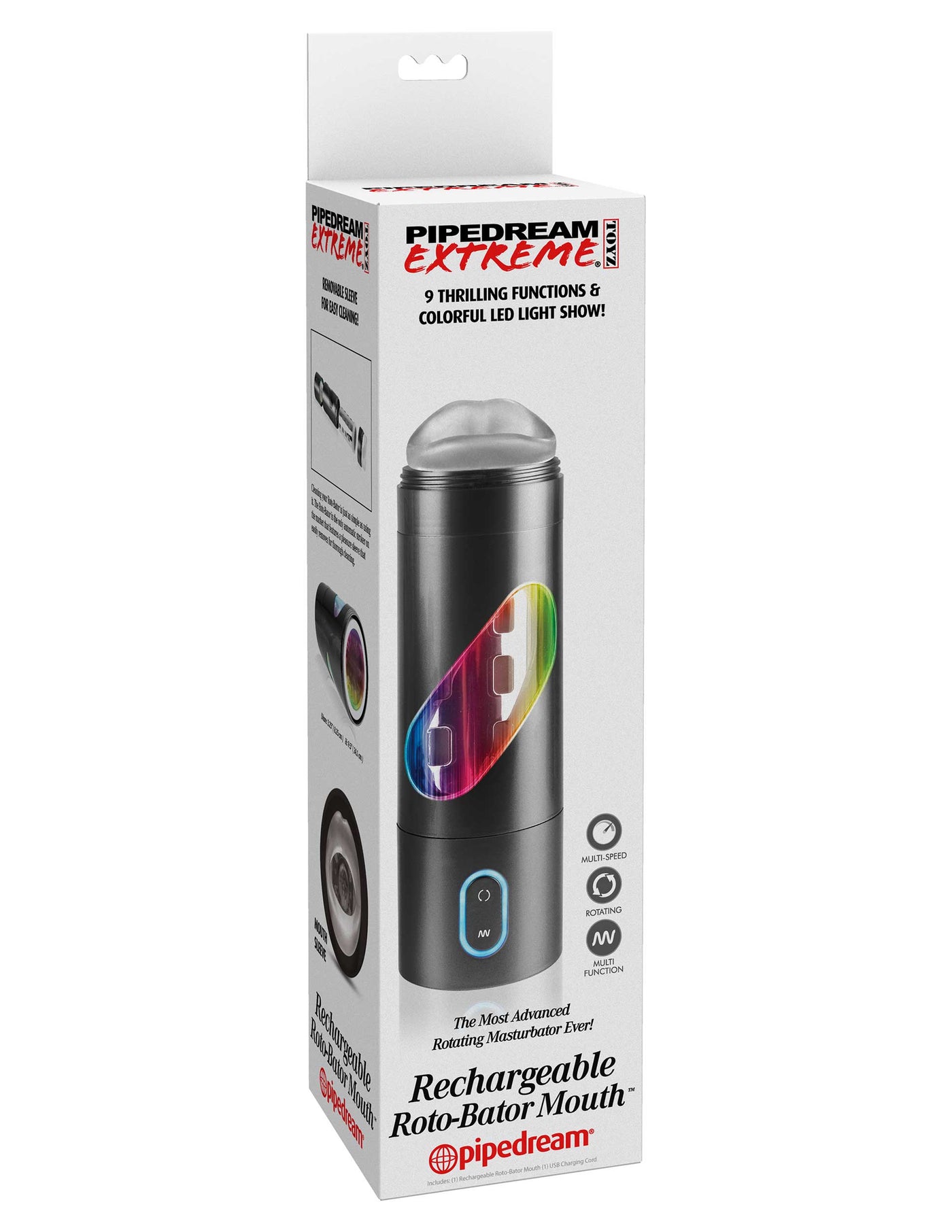 Pipedream Extreme Toyz Rechargeable Roto-Bator Mouth - Black/Clear/Multi