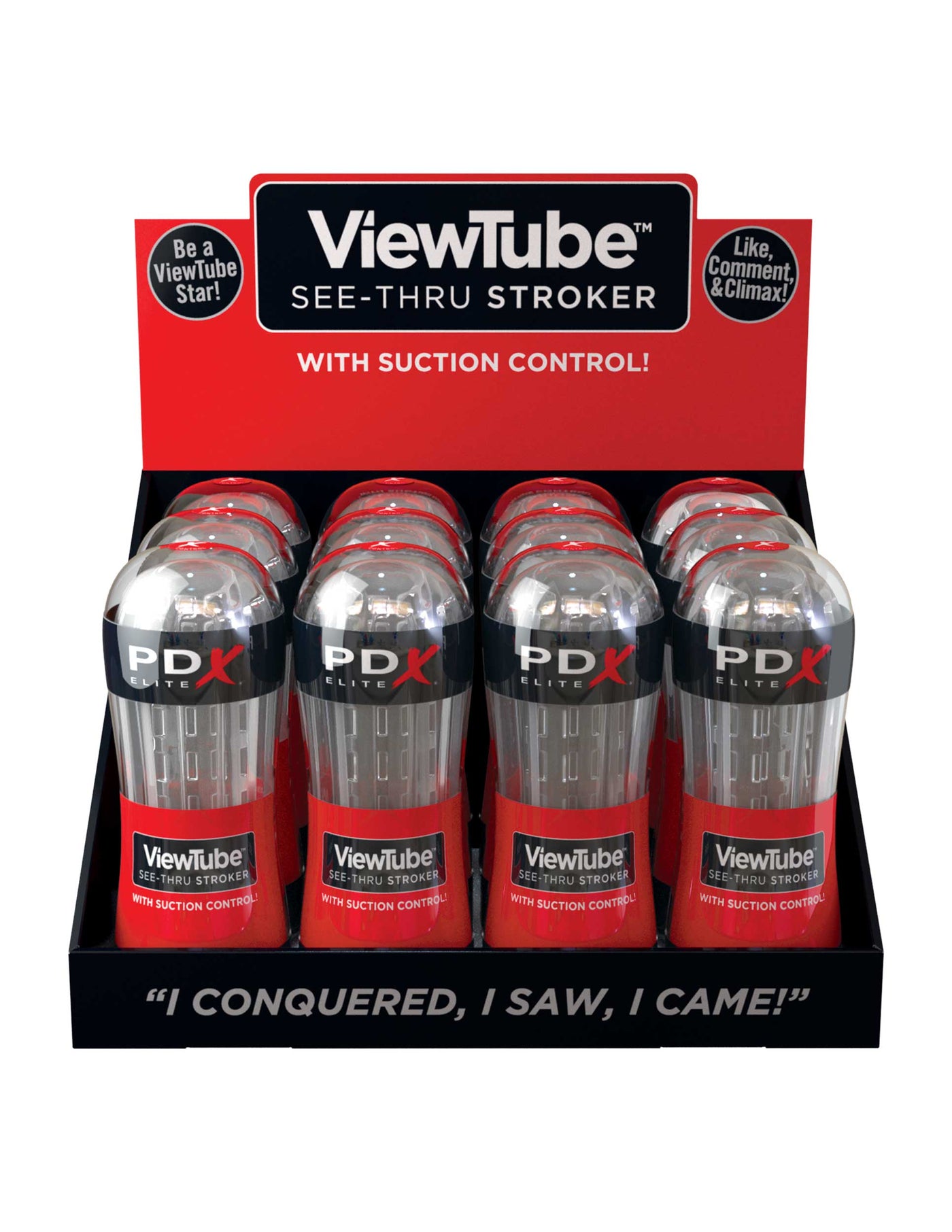 PDX Elite ViewTube See-Thru Stroker Display - 12 Count