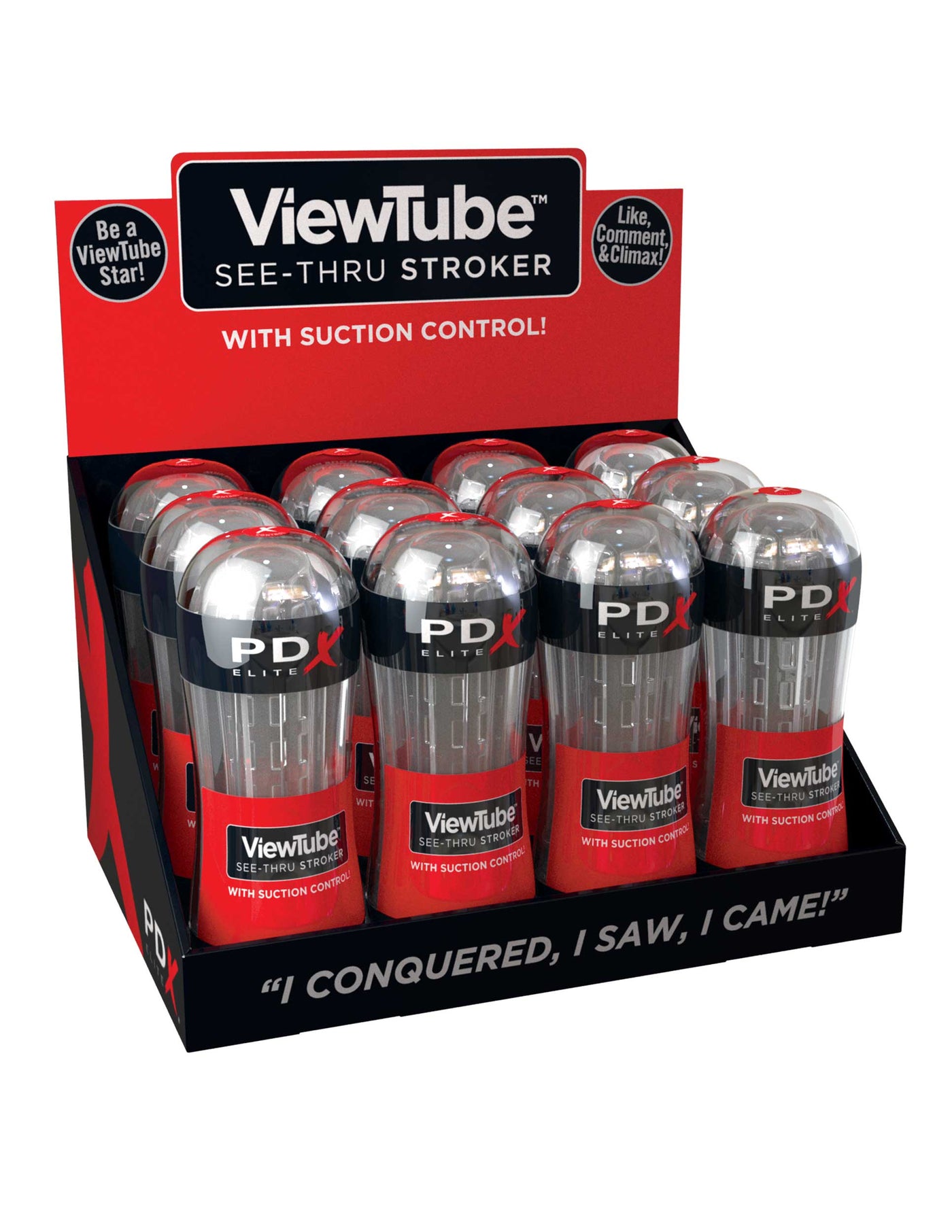 PDX Elite ViewTube See-Thru Stroker Display - 12 Count